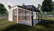 Terrassenüberdachung S 04, Dach: 16 mm Polycarbonat klar, Grundfläche: 12,18 m² - Abmessungen: 200 x 609 cm (B x L)