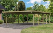 Doppelcarport Classic 3 mit Stahl-Dach Variante A SET, Farbe: Natur KDI, Grundfläche: 43,75 m²