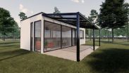 Terrassenüberdachung S 05, Dach: 16 mm Polycarbonat klar, Grundfläche: 14,20 m² - Abmessungen: 200 x 710 cm (B x L)