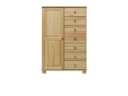 Kleiderschrank Kiefer Vollholz massiv natur 015 - Abmessung 139 x 90 x 42 cm (H x B x T)