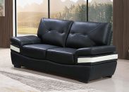 Echtleder Premium Couch Napoli, 2-Sitz Sofa, Farbe: Onyx-Schwarz