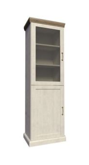 Vitrine Badile 10, Farbe: Kiefer Weiß / Braun - 187 x 57 x 39 cm (H x B x T)