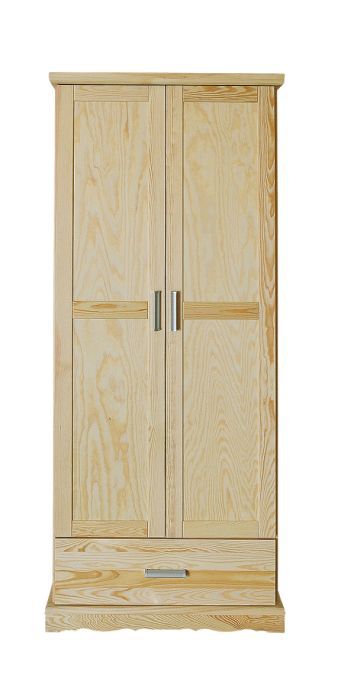 Kleiderschrank Kiefer Vollholz massiv natur Buteo 01 - Abmessung 195 x 80 x 59 cm (H x B x T)