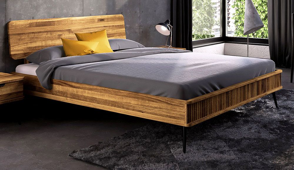 Doppelbett Rolleston 01 Wildeiche massiv geölt - Liegefläche: 160 x 200 cm (B x L)