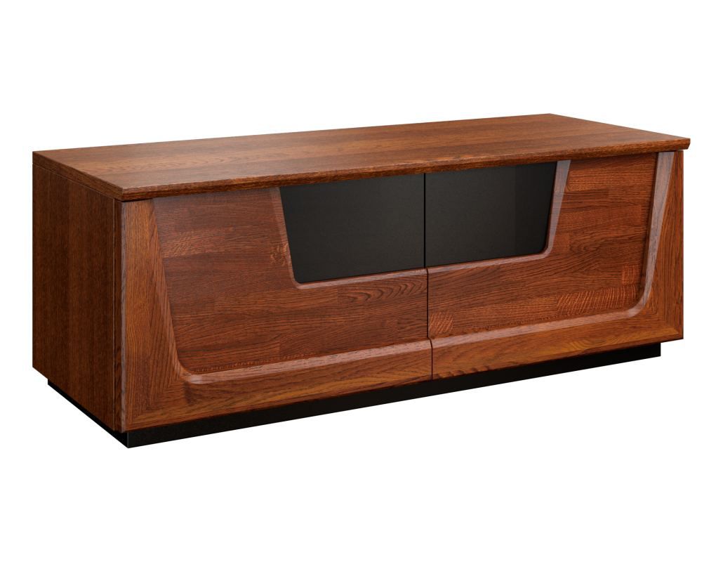 TV-Unterschrank "Lopar" 12, Farbe: Nuss / Schwarz, teilmassiv - Abmessungen: 46 x 121 x 51 cm (H x B x T)