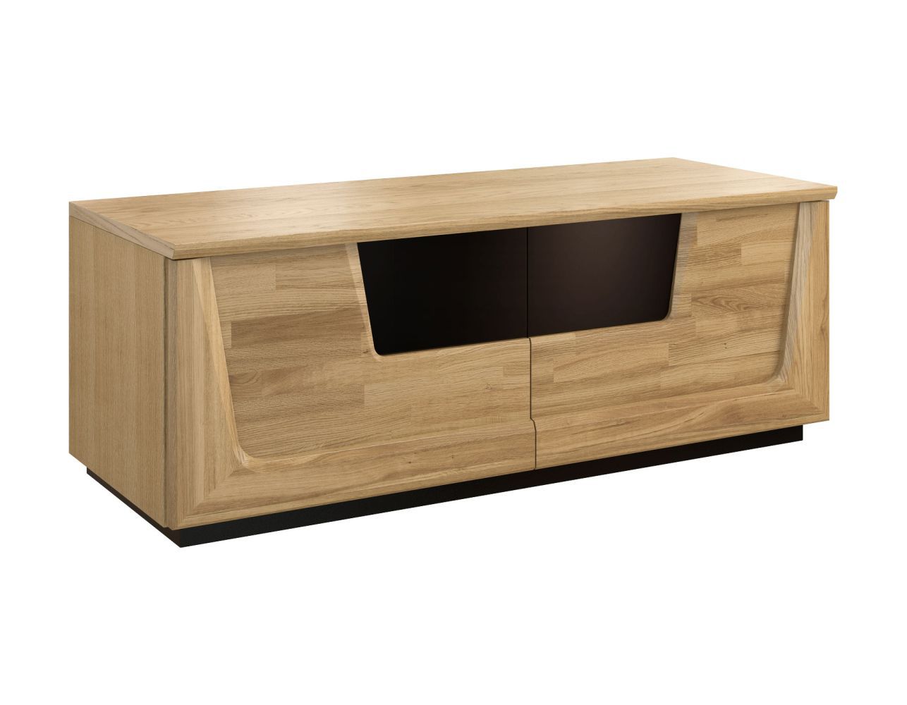 TV-Unterschrank "Topusko" 12, Farbe: Eiche / Schwarz, teilmassiv - Abmessungen: 46 x 121 x 51 cm (H x B x T)