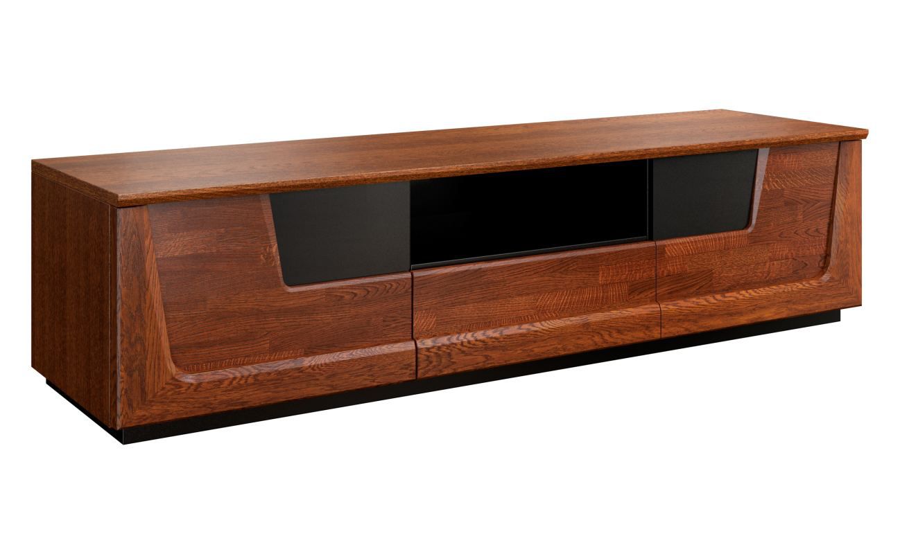 TV-Unterschrank "Lopar" 13, Farbe: Nuss / Schwarz, teilmassiv - Abmessungen: 46 x 182 x 51 cm (H x B x T)