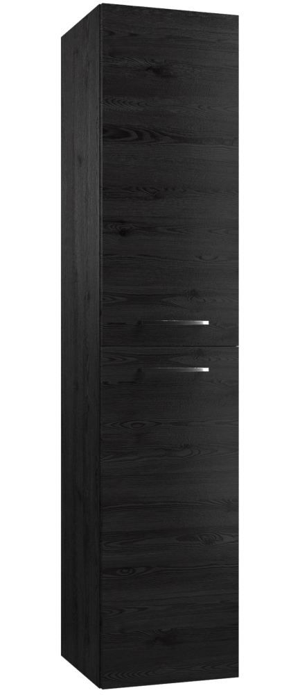 Badezimmer - Hochschrank Nadiad 52, Farbe: Eiche schwarz – Abmessungen: 160 x 35 x 35 cm (H x B x T)