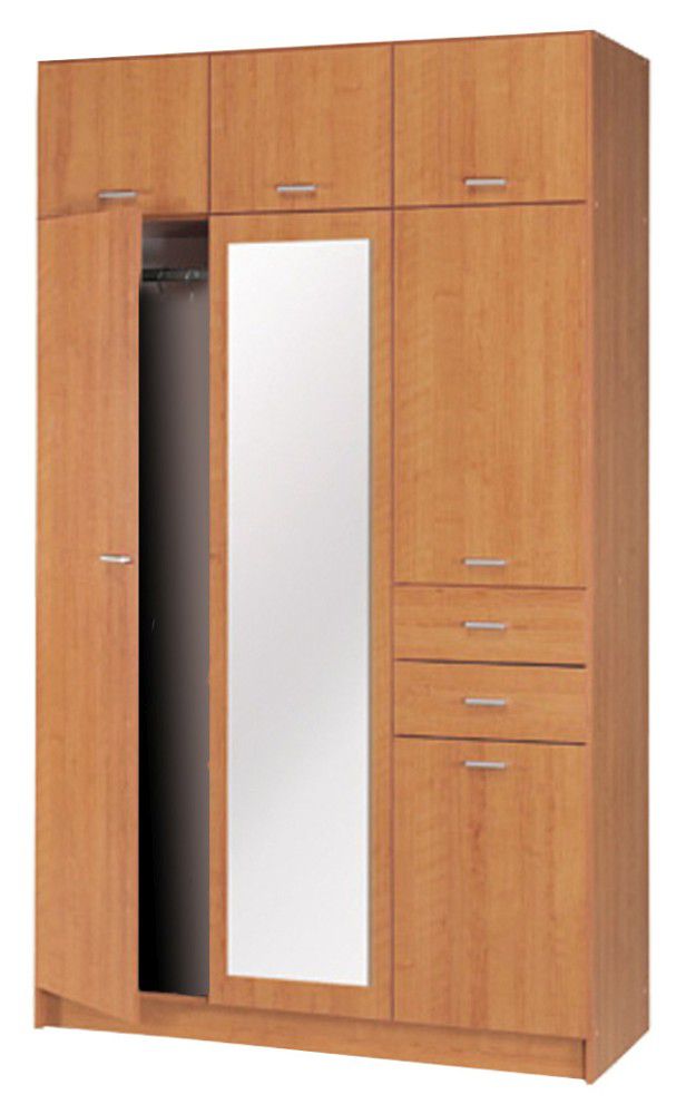 Drehtürenschrank / Kleiderschrank Sepatan 09, Farbe: Erle - Abmessungen: 220 x 130 x 55 cm (H x B x T)