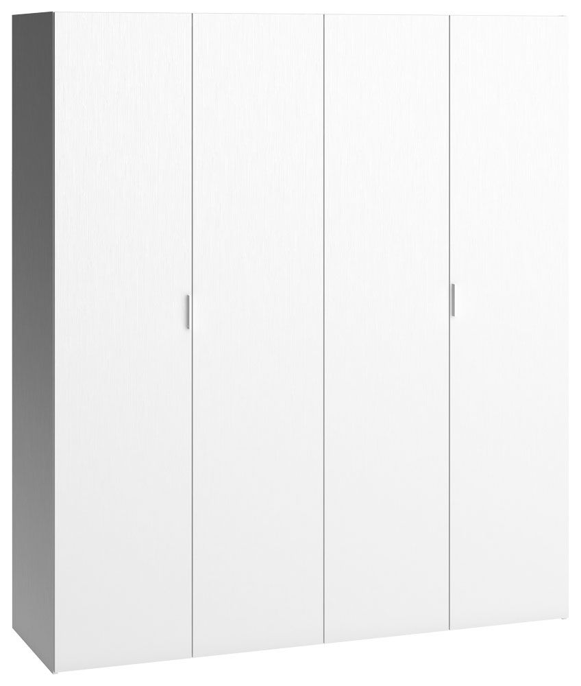 Drehtürenschrank / Kleiderschrank Minnea 08, Farbe: Weiß - Abmessungen: 240 x 180 x 57 cm (H x B x T)