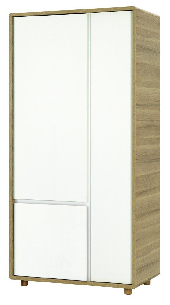 Drehtürenschrank / Kleiderschrank Nalle 03, Farbe: Eiche / Weiß - Abmessungen: 185 x 90 x 53 cm (H x B x T)