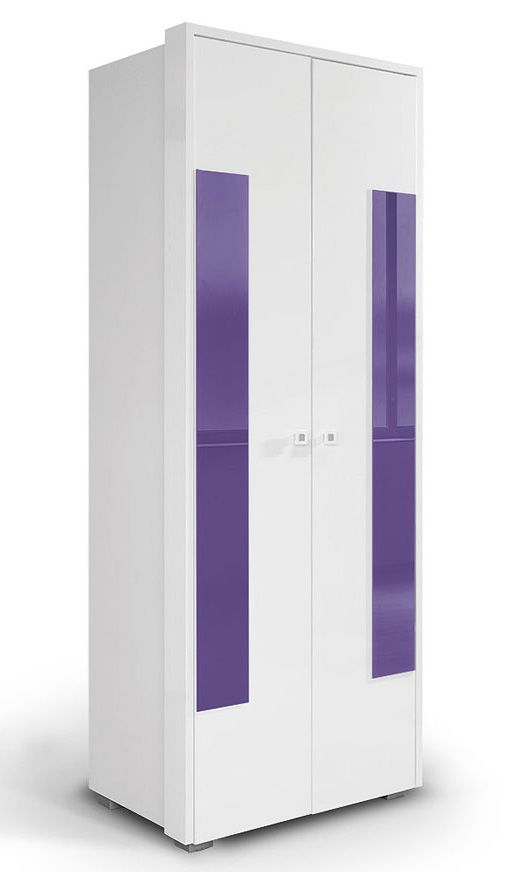 Jugendzimmer - Drehtürenschrank / Kleiderschrank Gabriel 17, Farbe: Weiß / Lila - 220 x 85 x 54 cm (H x B x T)