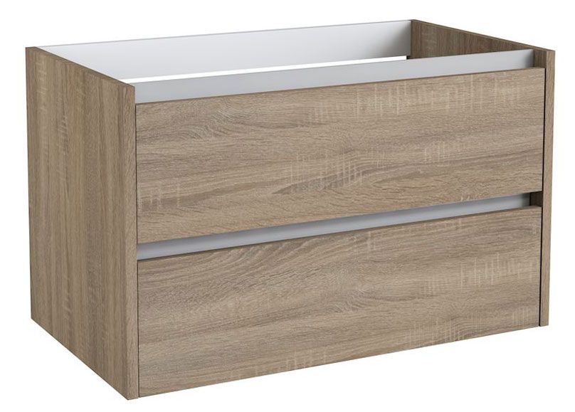 Waschtischunterschrank Kolkata 11 mit Siphonausschnitt, Farbe: Eiche – 50 x 80 x 46 cm (H x B x T)