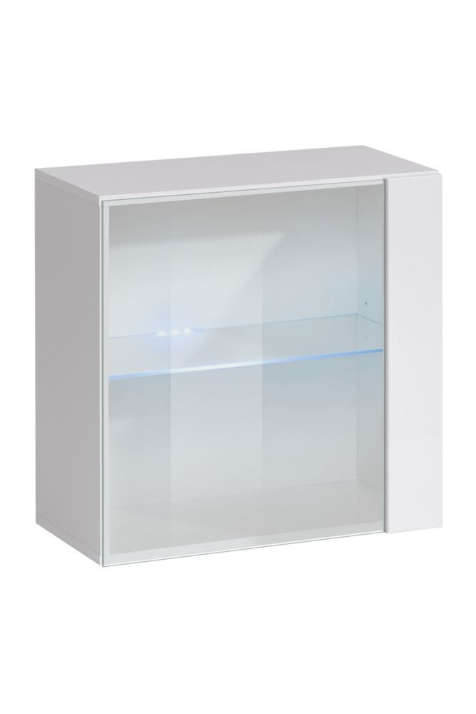 Hängevitrine mit zwei Fächer Fardalen 21, Farbe: Weiß - Abmessungen: 60 x 60 x 30 cm (H x B x T), mit Push-to-open Funktion