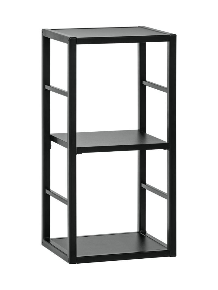 Bücherregal aus Metall Nodeland 04, Farbe: Schwarz - Abmessungen: 60 x 30 x 25 cm (H x B x T), mit zwei Fächern