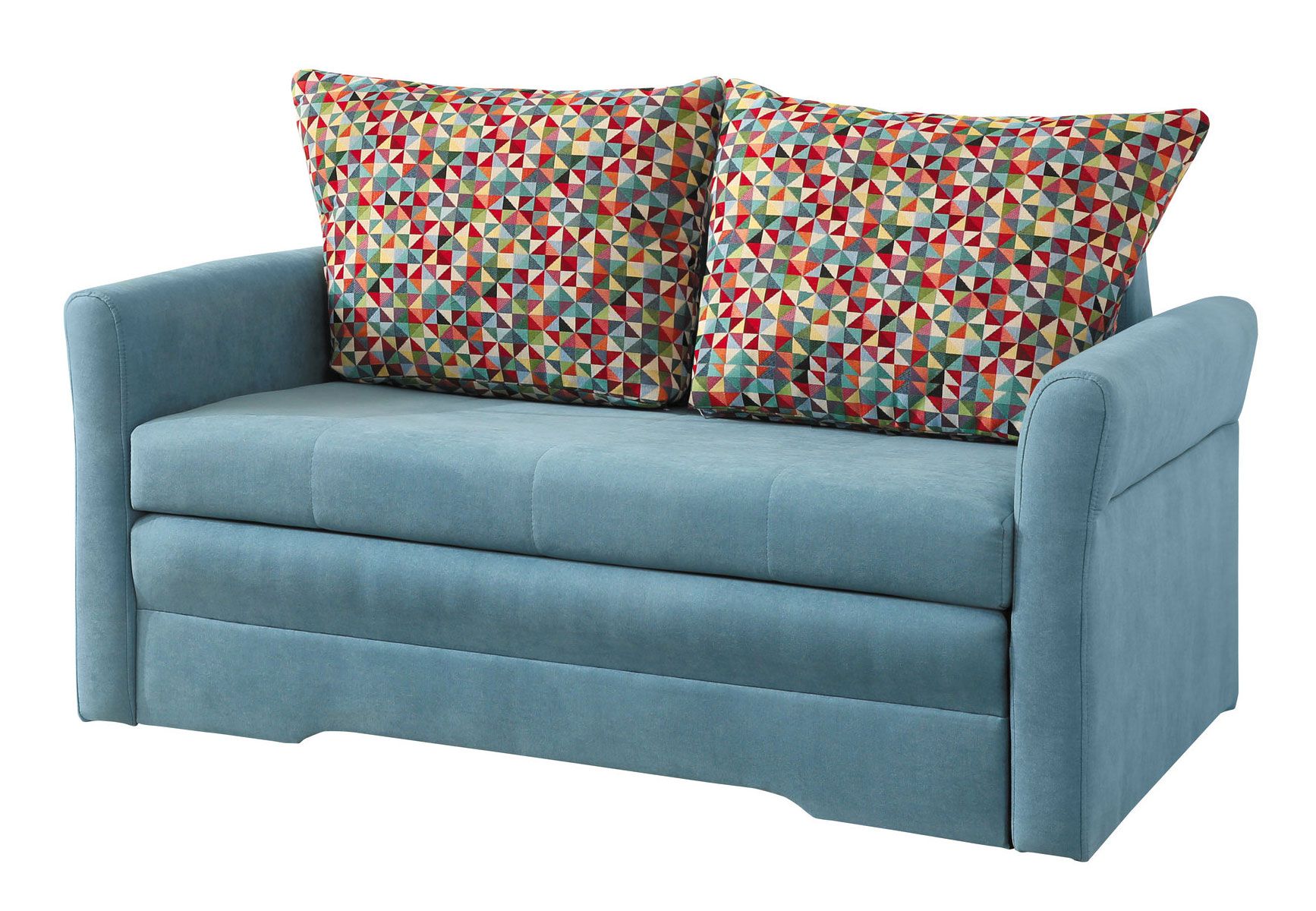 2er Sofa ausziehbar Zoersel 02, Farbe: Blau - Abmessungen: 91 x 146 x 95 cm (H x B x T)