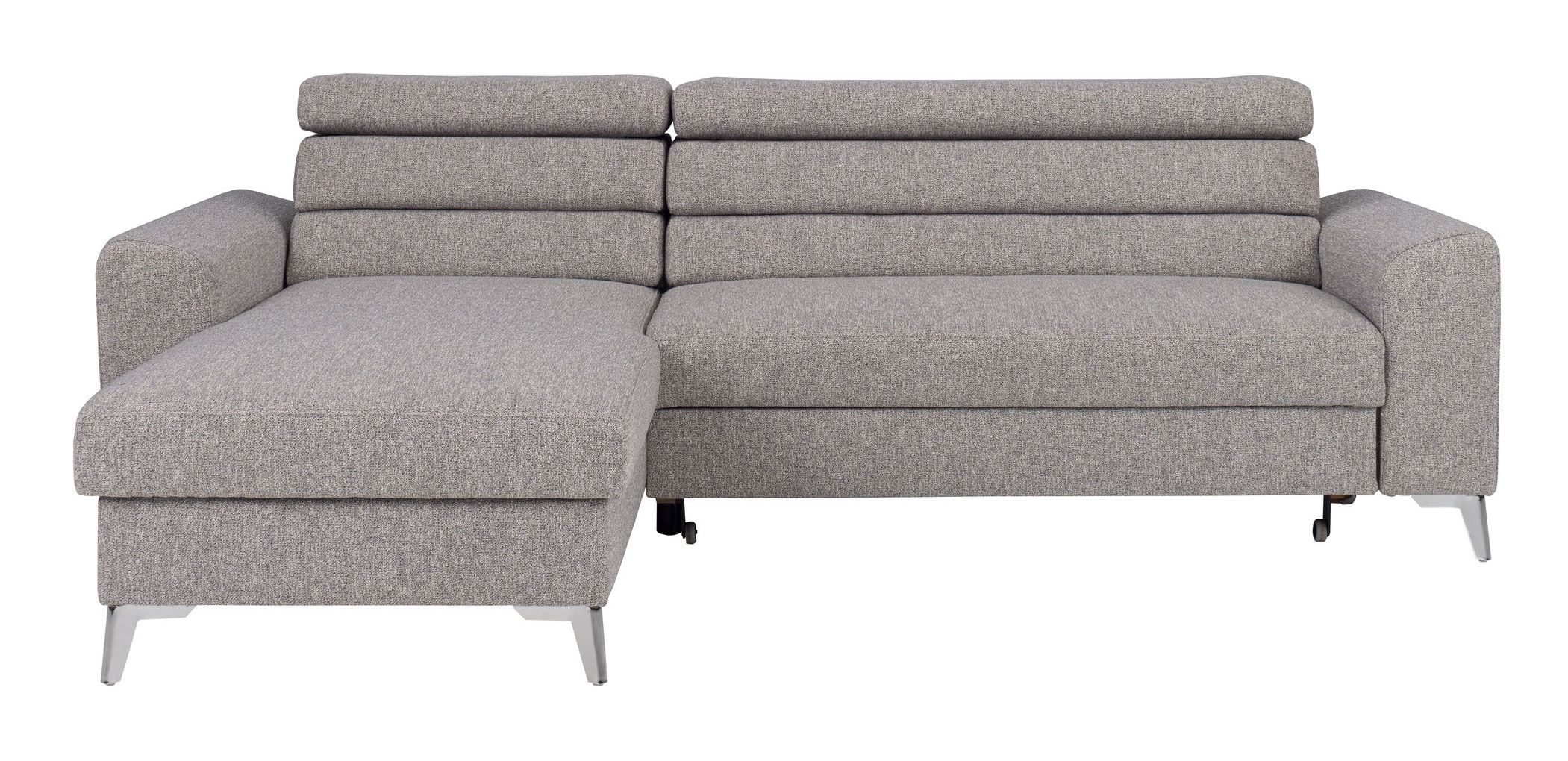 Modernes Ecksofa Halen 01, Farbe: Grau - Abmessungen: 95 x 247 x 163 cm (H x B x T) - Ottomane: Links