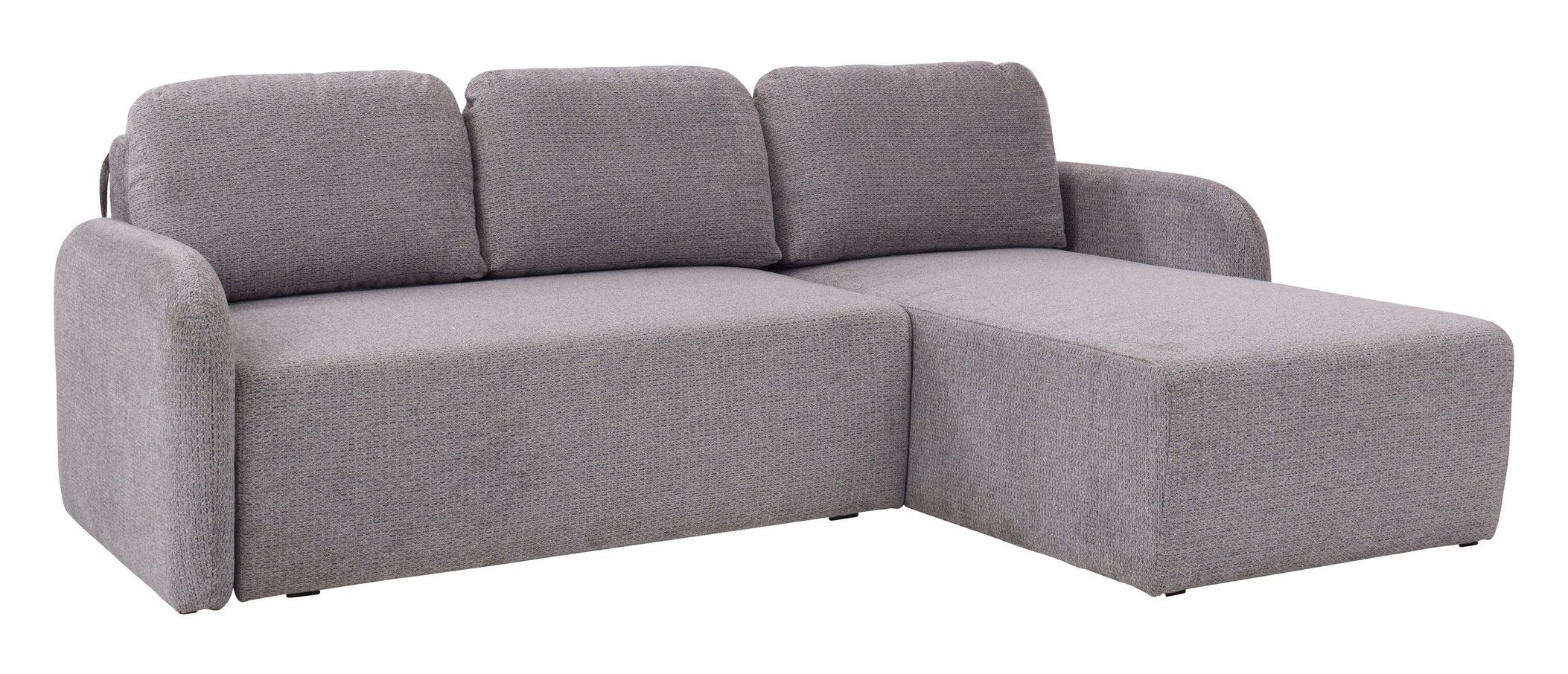 Modernes Ecksofa Alken 01, Farbe: Grau - Abmessungen: 88 x 240 x 173 cm (H x B x T) - Ottomane: Rechts