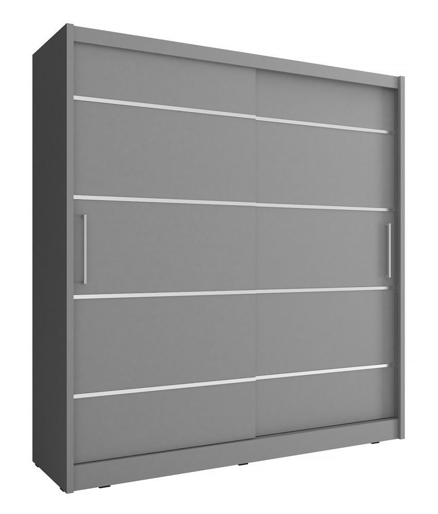 Eleganter Kleiderschrank mit genügend Stauraum Warbreck 34, Farbe: Grau - Abmessungen: 214 x 200 x 62 cm (H x B x T)