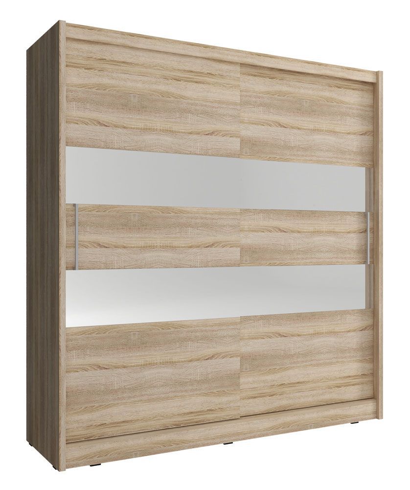 Kleiderschrank mit genügend Stauraum Warbreck 39, Farbe: Eiche Sonoma - Abmessungen: 214 x 200 x 62 cm (H x B x T), mit zwei Spiegelstreifen