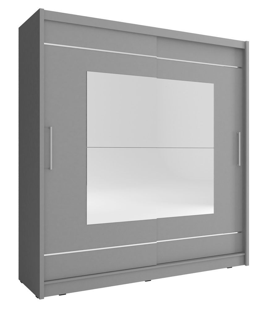 Eleganter Schwebetürenschrank mit 10 Fächern Warbreck 64, Farbe: Grau - Abmessungen: 200 x 214 x 62 cm (H x B x T), mit genügend Stauraum