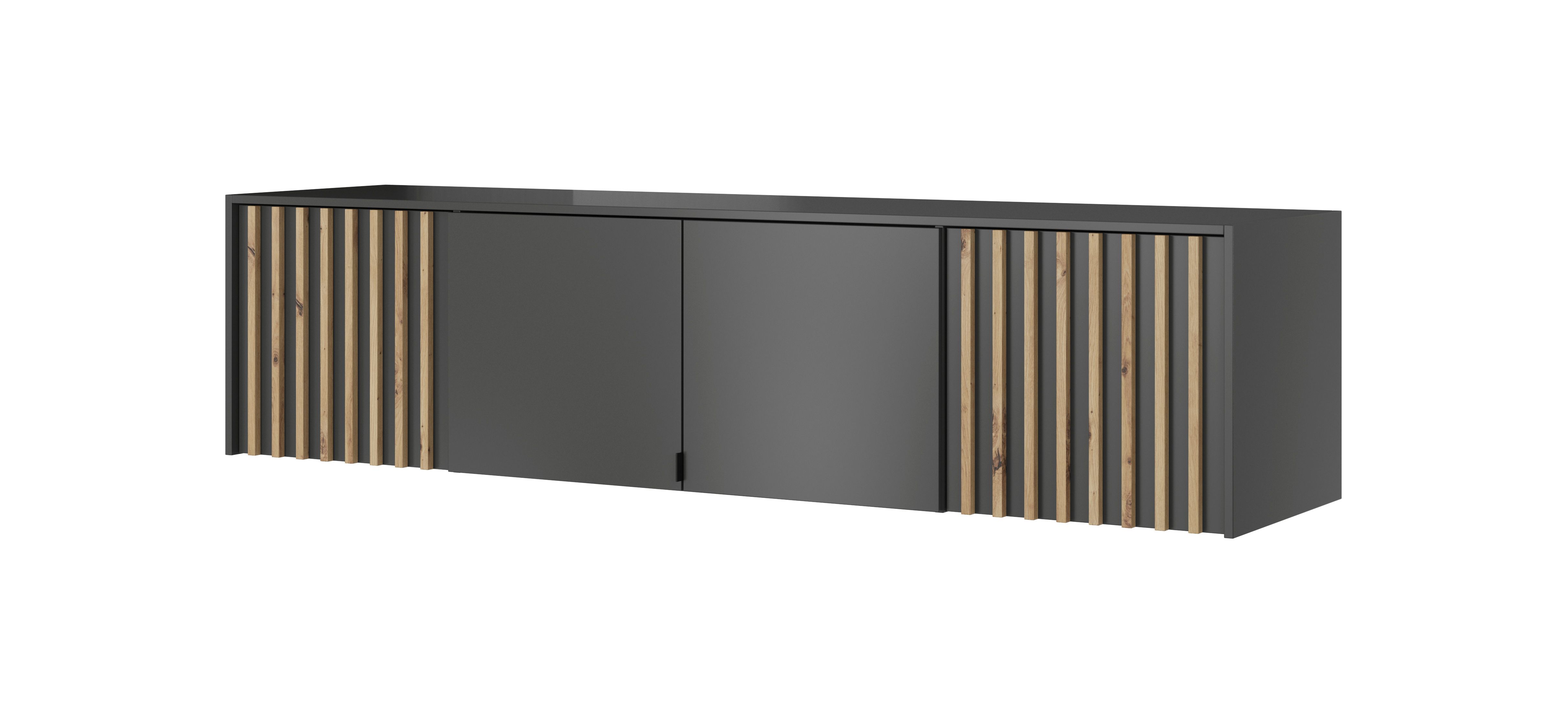 Aufsatz für Kleiderschrank Leeds 03 & 04, Farbe: Graphit - Abmessungen: 50 x 205 x 51 cm (H x B x T), mit vier Türen