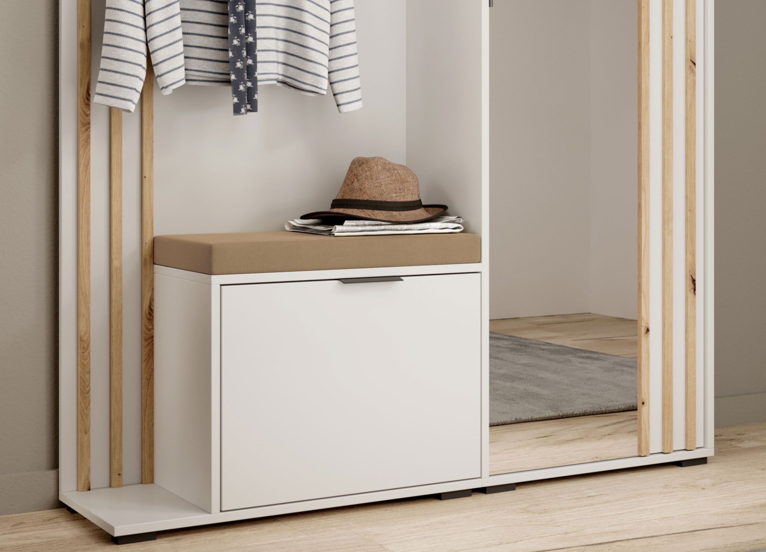 Sitzkissen für Garderobe Leeds, Farbe: Beige