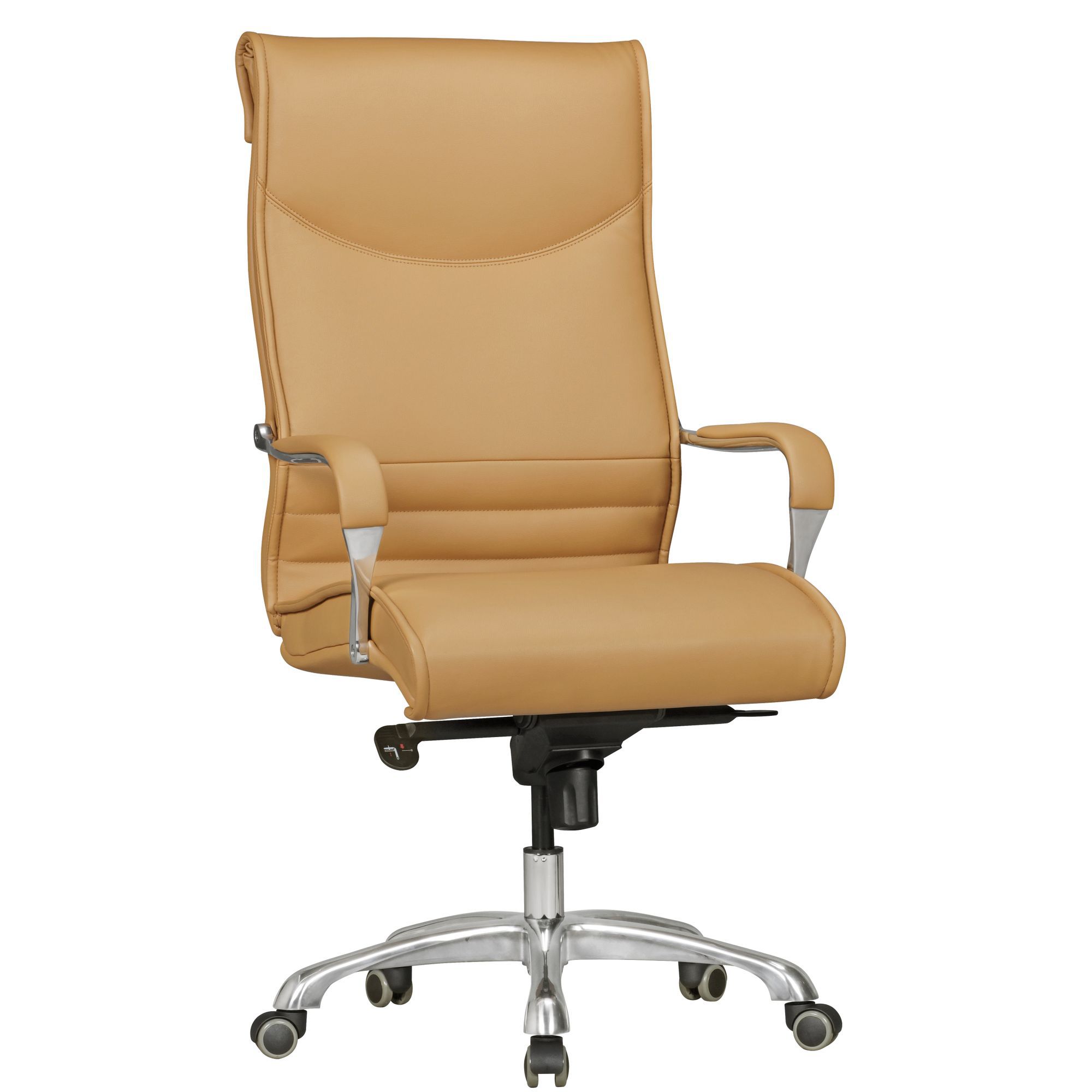 Ergonomischer XXL Chefsessel Apolo 102, Farbe: Caramel / Silber, mit besonders breiter Rückenlehne und Sitzfläche