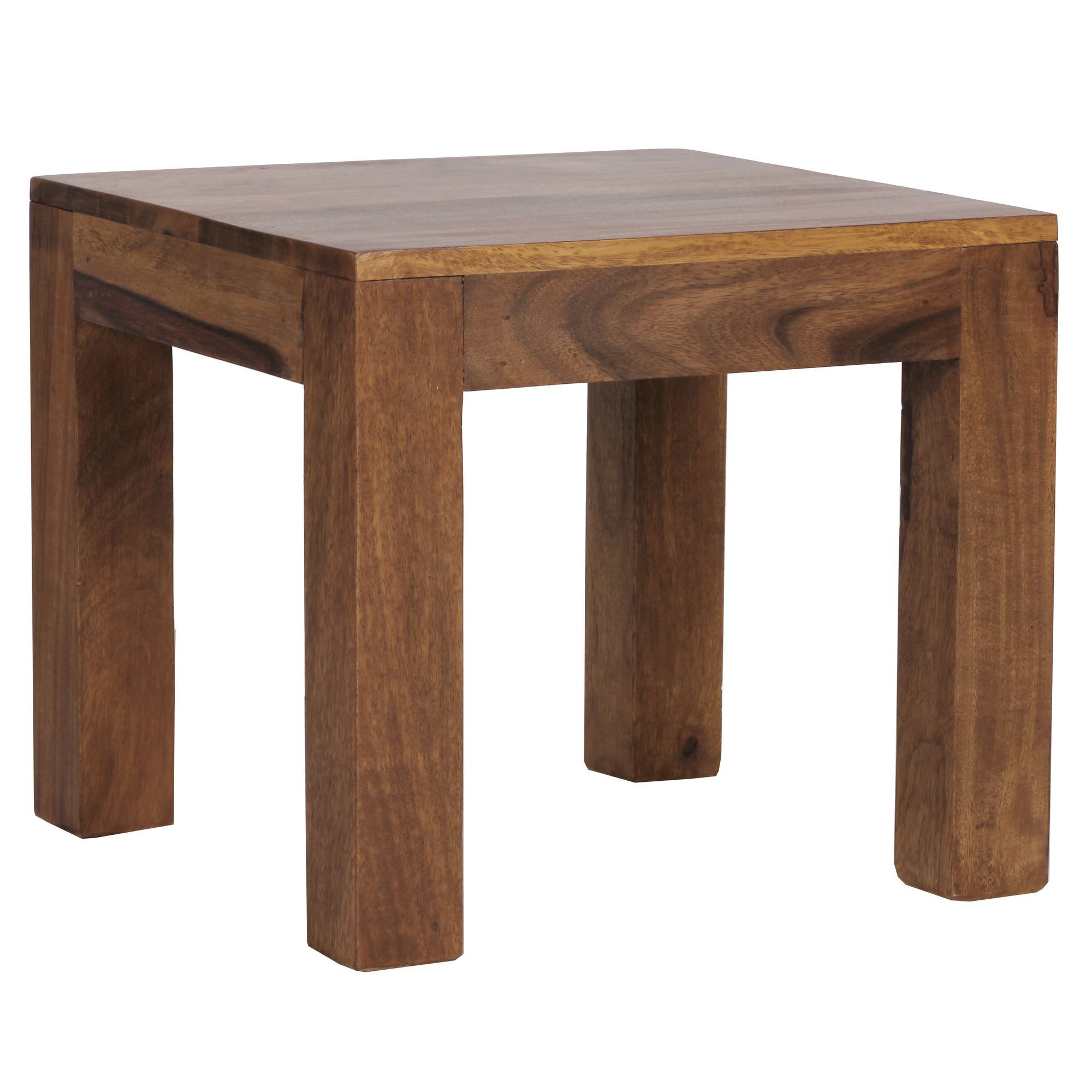 Kleiner Couchtisch / Beistelltisch aus Sheesham Massivholz Apolo 152, Farbe: Sheesham Gebeizt - Abmessungen: 40 x 45 x 45 cm (H x B x T)