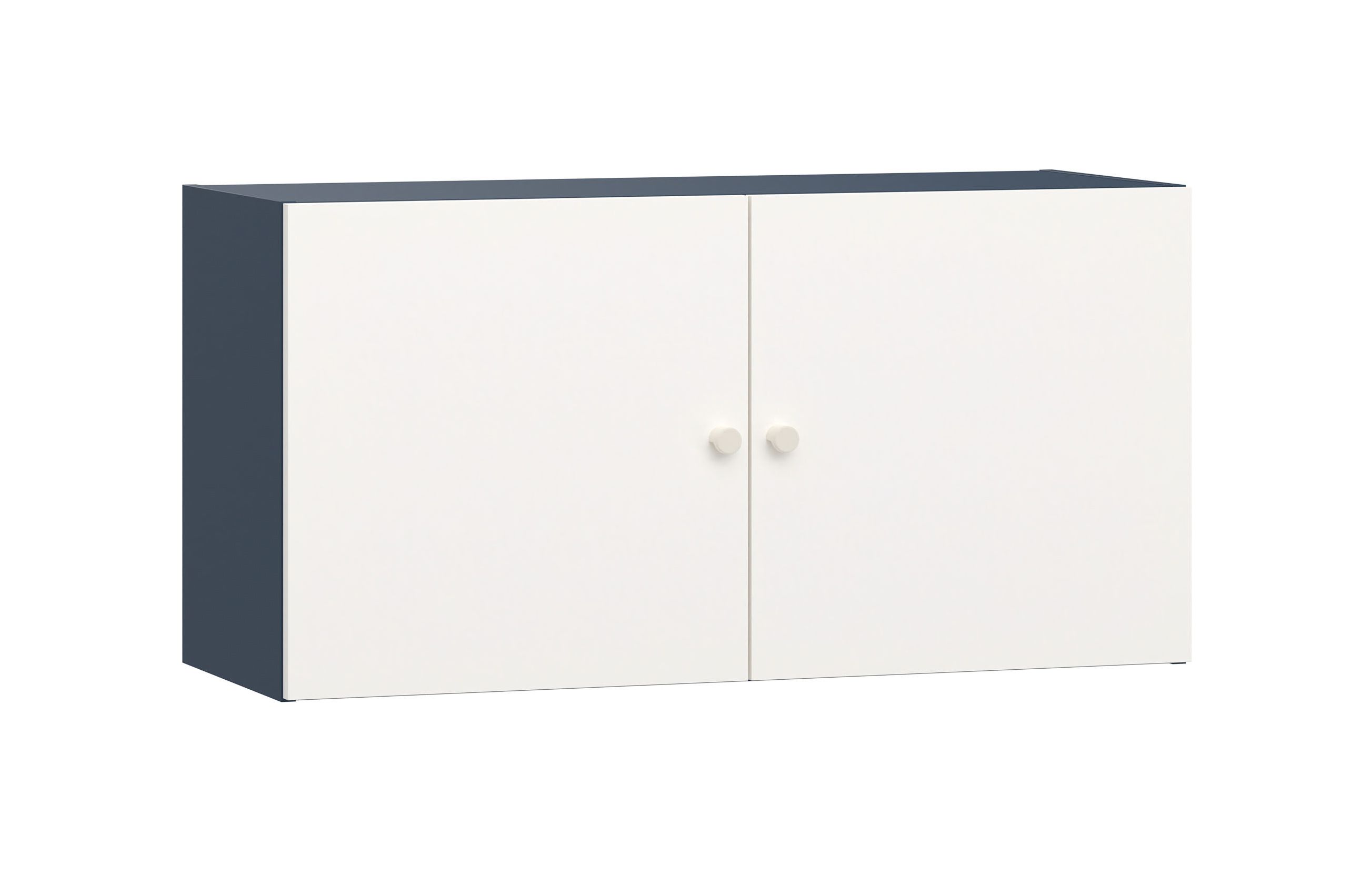 Eleganter Hängeschrank mit zwei Türen Aenna 83, Farbe: Weiß / Indigo, Maße: 50,5 x 100,5 x 33,5 cm, zwei Fächer, gute Verarbeitung