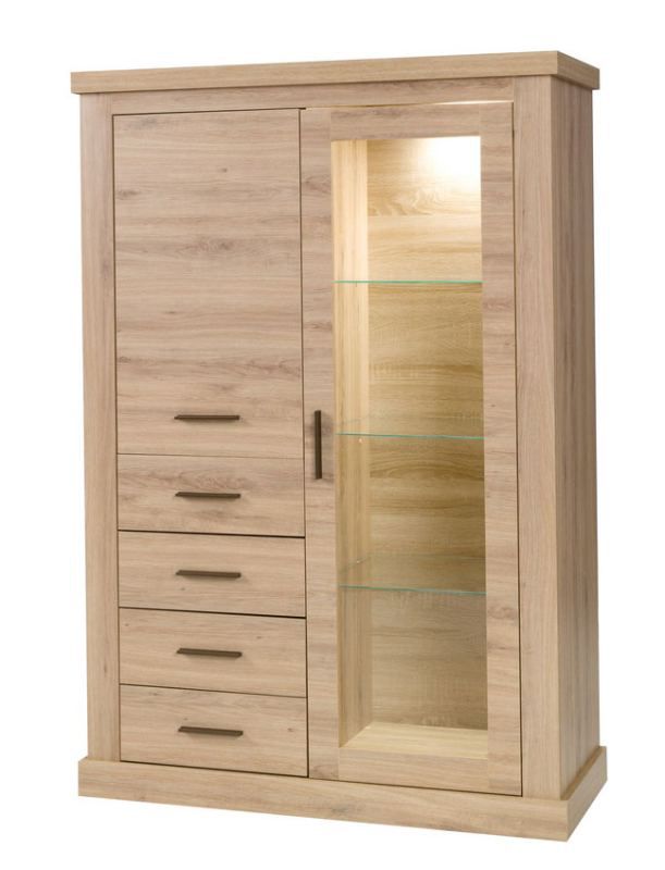 Vitrine Kolda 03, Farbe: Wildeiche - 165 x 113 x 44 cm (H x B x T)