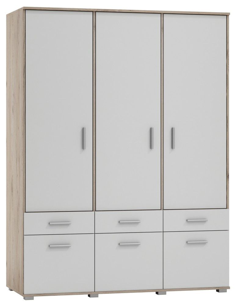 Drehtürenschrank / Kleiderschrank Kavieng 20, Farbe: Eiche / Weiß - Abmessungen: 200 x 120 x 60 cm (H x B x T)