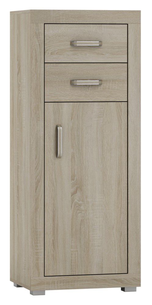 Kommode Lorengau 04, Farbe: Sonoma Eiche - Abmessungen: 136 x 55 x 40 cm (H x B x T)