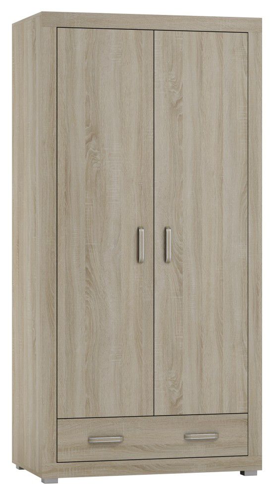 Drehtürenschrank / Kleiderschrank Lorengau 34, Farbe: Sonoma Eiche - Abmessungen: 202 x 100 x 58 cm (H x B x T)