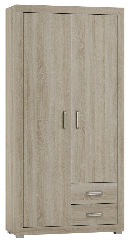 Drehtürenschrank / Kleiderschrank Lorengau 35, Farbe: Sonoma Eiche - Abmessungen: 202 x 100 x 40 cm (H x B x T)