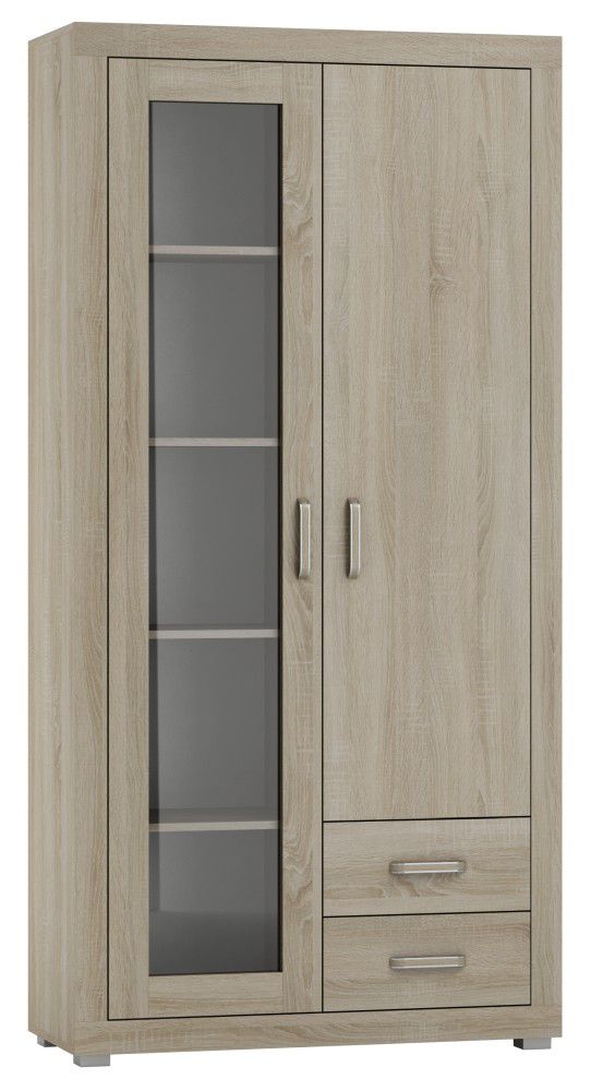 Vitrine Lorengau 28, Farbe: Sonoma Eiche - Abmessungen: 202 x 100 x 40 cm (H x B x T)