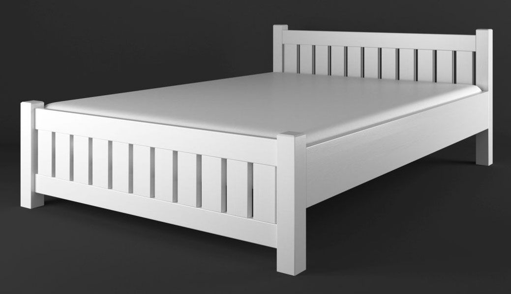 Doppelbett / Gästebett Kiefer Vollholz massiv weiß Lagopus 34 - Abmessungen: 160 x 200 cm (B x L)