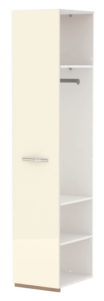 Anbaumodul für Drehtürenschrank / Kleiderschrank Gataivai, Farbe: Beige Hochglanz / Walnuss - 224 x 45 x 56 cm (H x B x T)