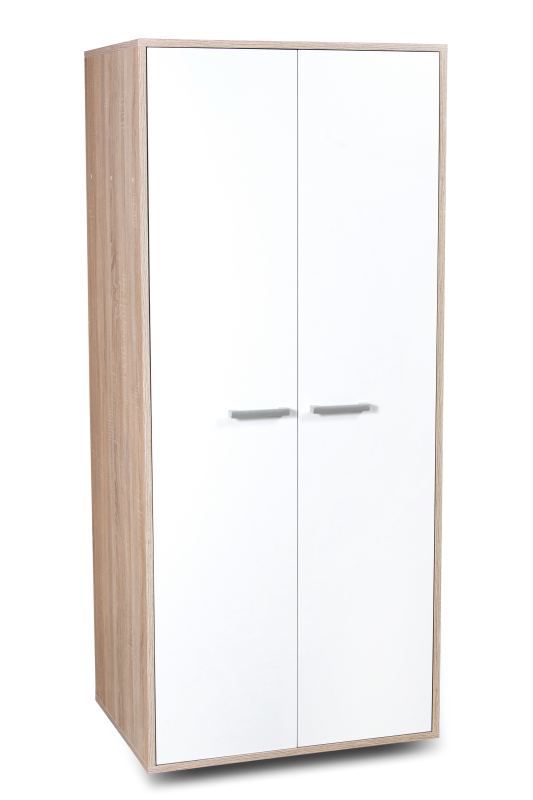 Drehtürenschrank / Kleiderschrank Palpala 06, Farbe: Eiche Sonoma / Weiß - 180 x 78 x 60 cm (H x B x T)