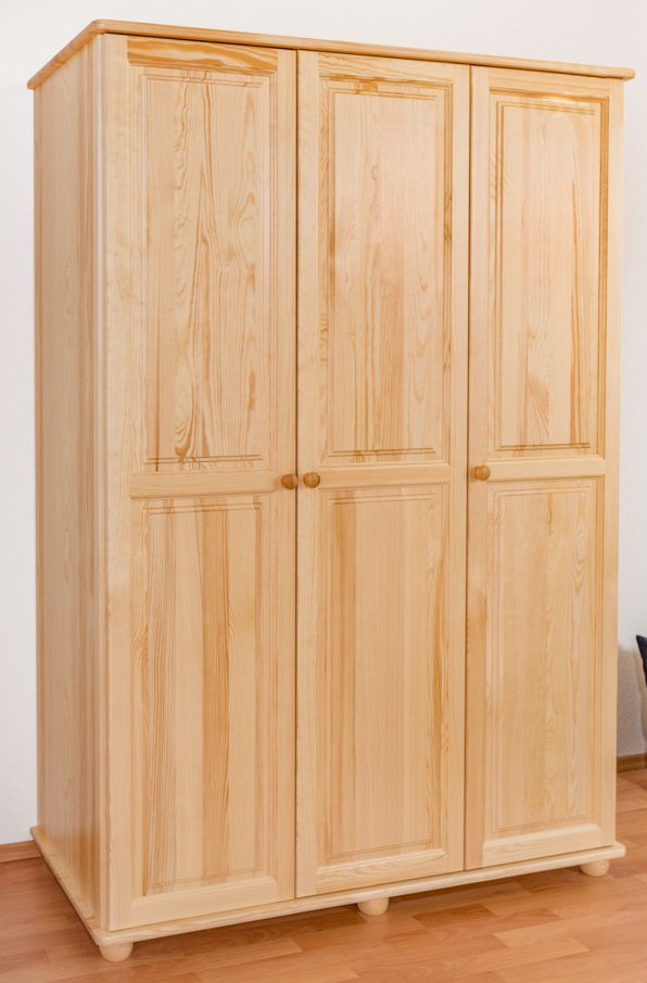 Kleiderschrank Kiefer Vollholz massiv natur Junco 05 - Abmessungen: 195 x 135 x 55 cm (H x B x T)