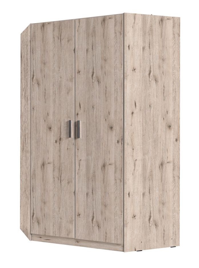 Eckkleiderschrank / Kleiderschrank Tripoli 03, Farbe: Eiche- Abmessungen: 198 x 117 x 117 cm (H x B x T)