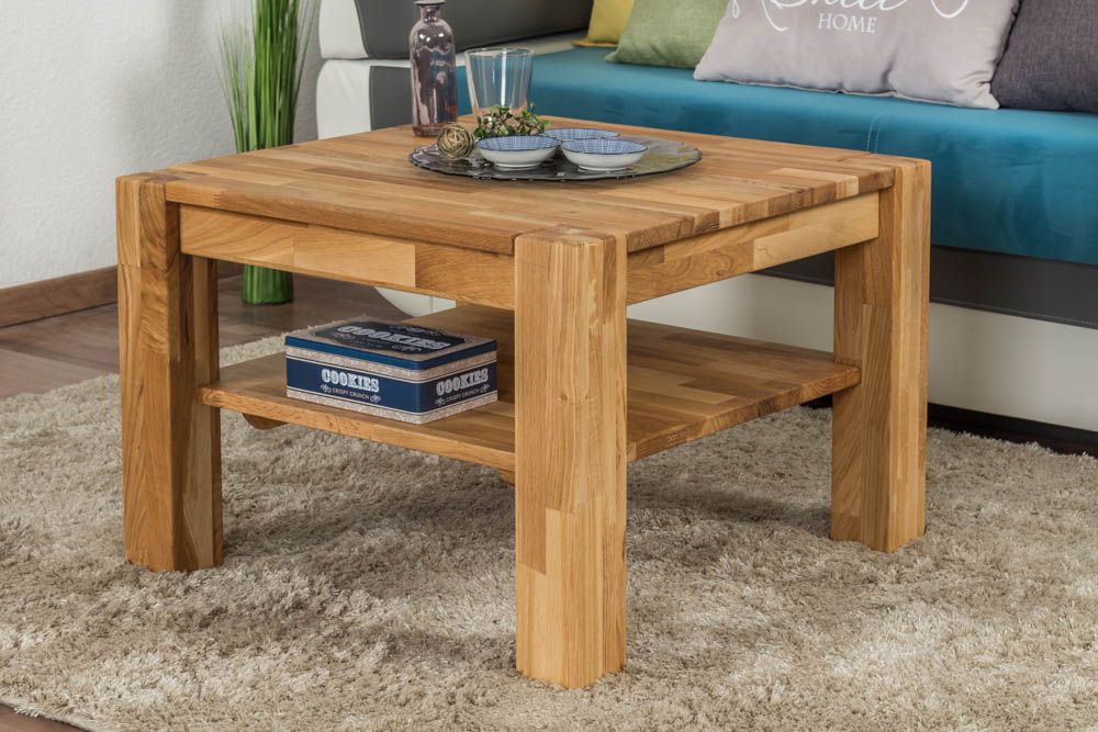 Couchtisch Wooden Nature 123 Eiche massiv - 45 x 65 x 65 cm (H x B x T)