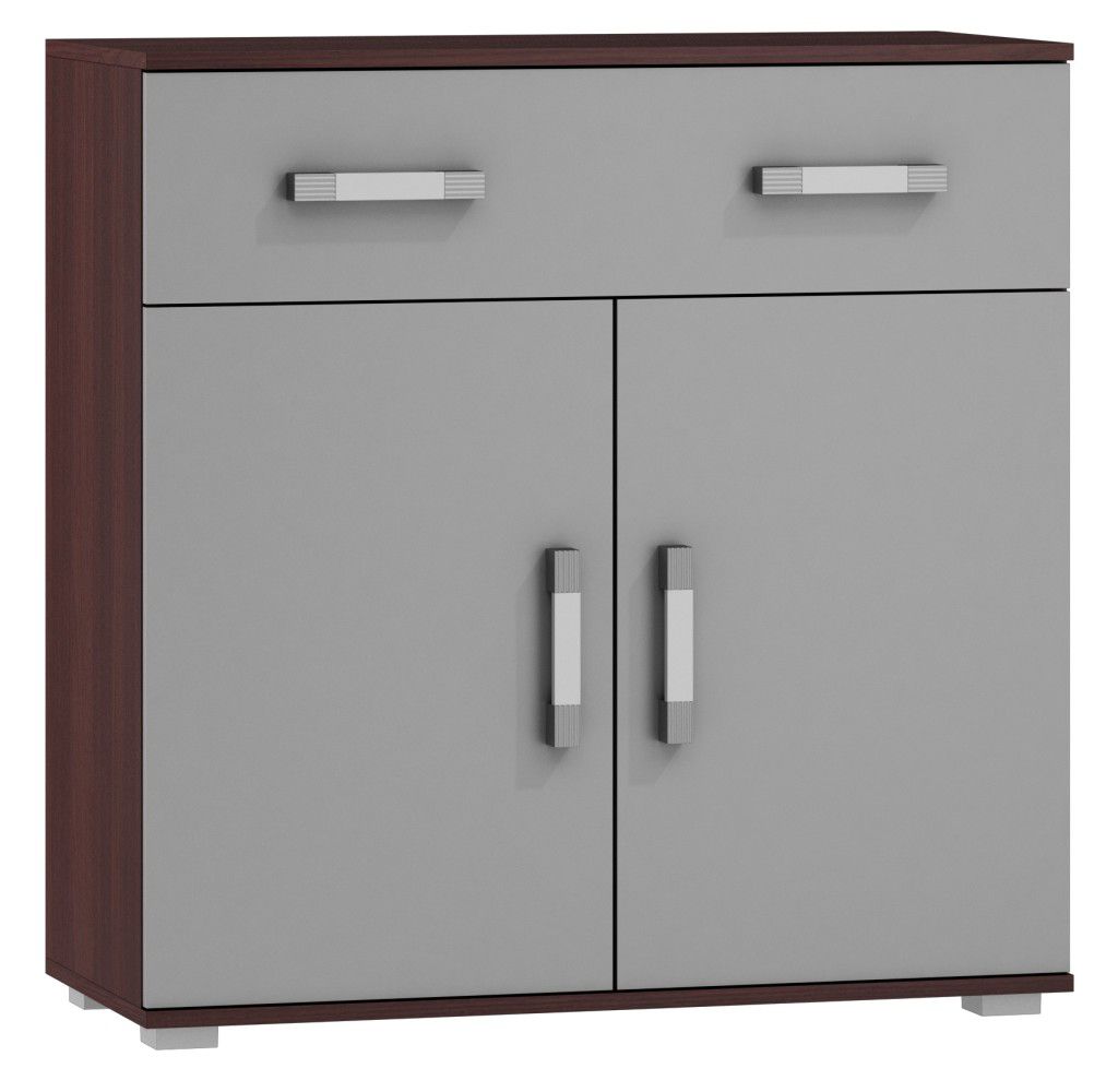 Kommode Tabubil 02, Farbe: Wenge / Grau - Abmessungen: 92 x 90 x 41 cm (H x B x T)