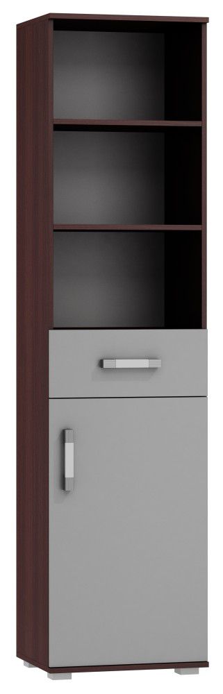 Regal Tabubil 22, Farbe: Wenge / Grau - Abmessungen: 200 x 50 x 41 cm (H x B x T)