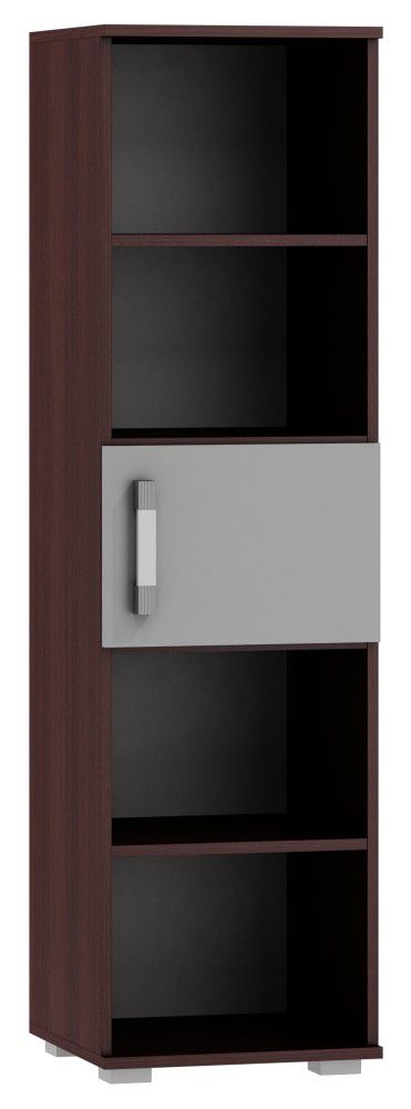 Regal Tabubil 16, Farbe: Wenge / Grau - Abmessungen: 145 x 41 x 41 cm (H x B x T)