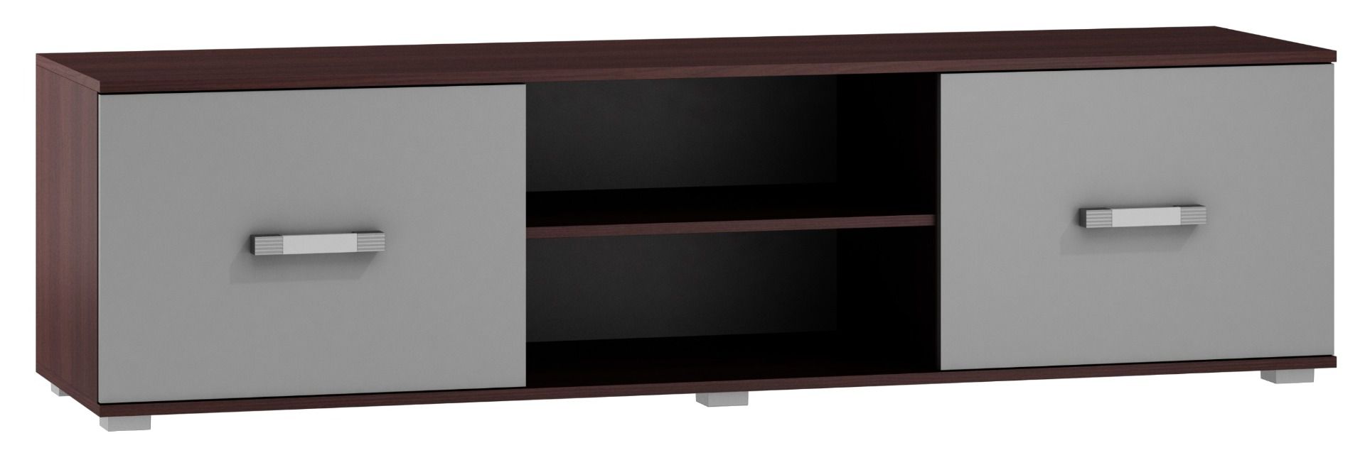 TV-Unterschrank Tabubil 10, Farbe: Wenge / Grau - Abmessungen: 48 x 180 x 48 cm (H x B x T)