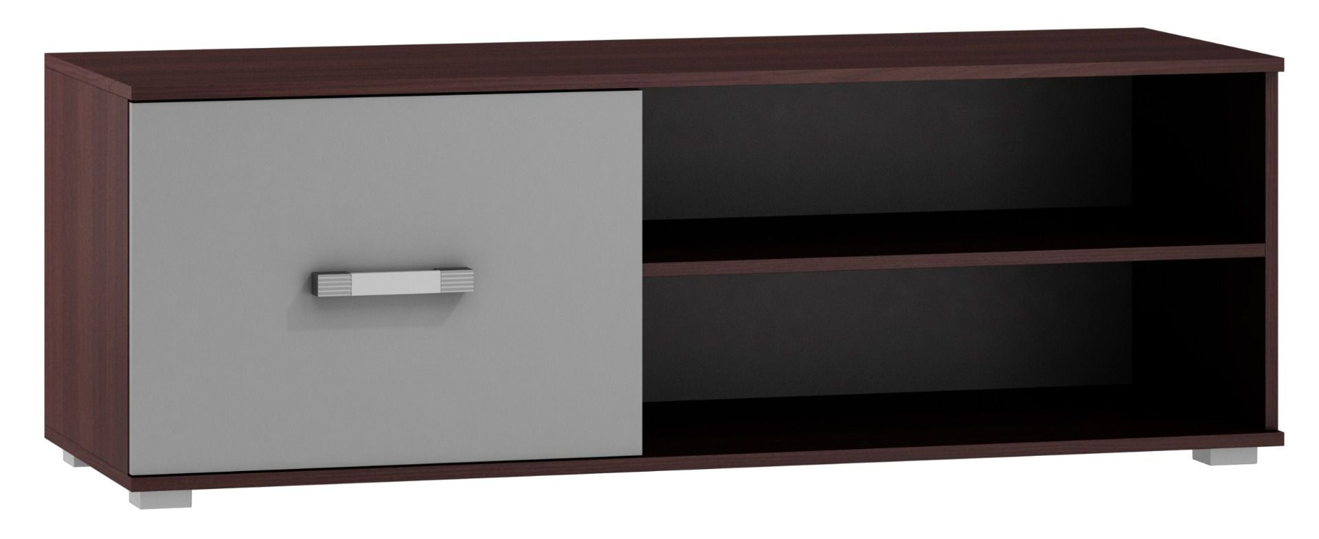 TV-Unterschrank Tabubil 15, Farbe: Wenge / Grau - Abmessungen: 48 x 138 x 48 cm (H x B x T)