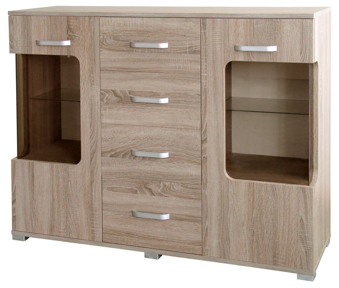 Vitrine Kikori 20, Farbe: Sonoma Eiche - Abmessungen: 103 x 130 x 40 cm (H x B x T)