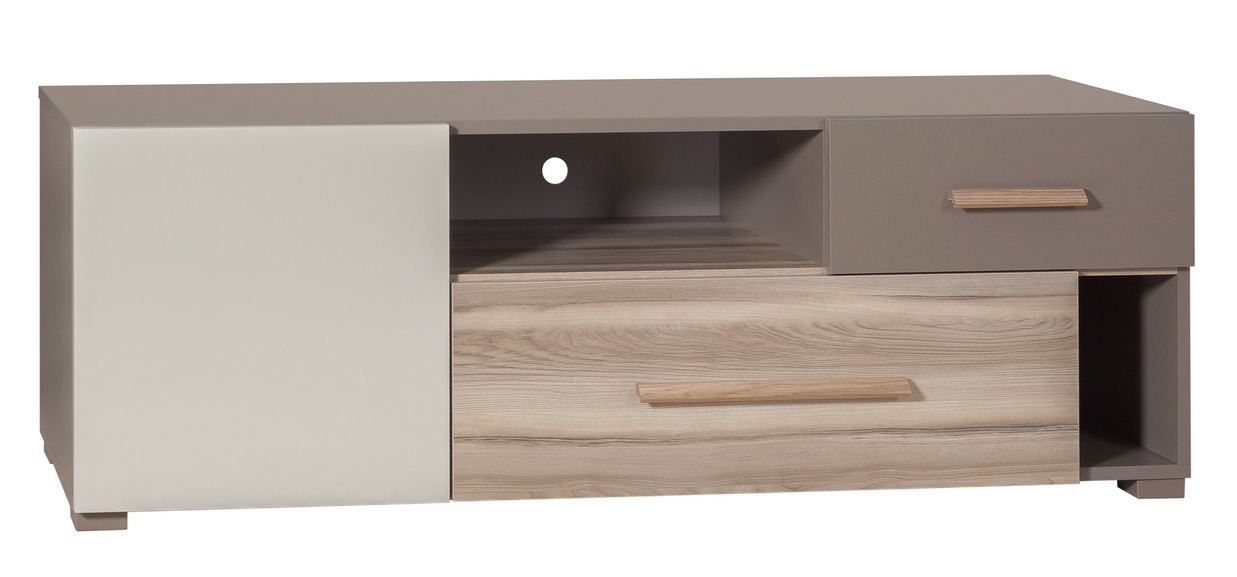 Jugendzimmer - TV-Unterschrank Roland 08, Farbe: Braun, teilmassiv - 46 x 133 x 40 cm (H x B x T)