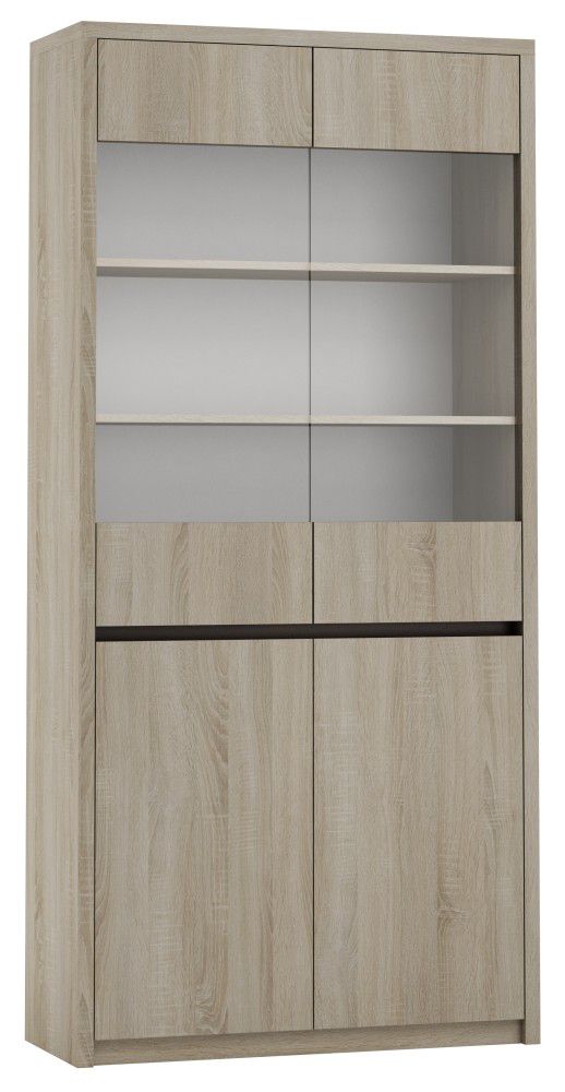 Vitrine Popondetta 21, Farbe: Sonoma Eiche - Abmessungen: 200 x 95 x 38 cm (H x B x T)